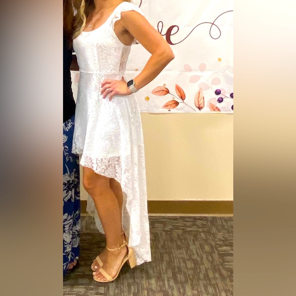 White Hi-Low Lace Dress